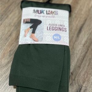 Muk Luks Dark Green Fleece Lined Leggings